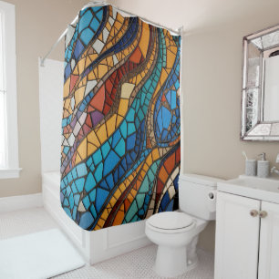 Colourful Stained Glass Mosaic Abstraction Shower Curtain