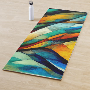 Colourful Stained Glass Mosaic Abstraction Yoga Mat