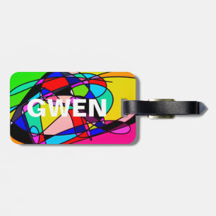 Colourful Stained Glass Retro Doodle Luggage Tag