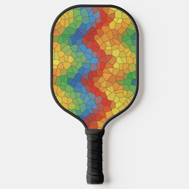 Colourful Stained Glass Stripes Pickleball Paddle (Front)
