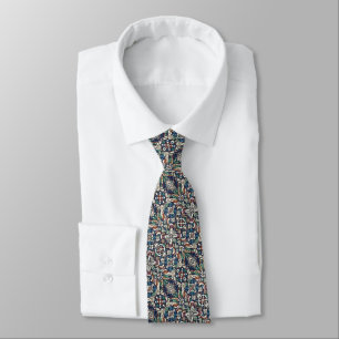 Colourful Stained Glass Tile Pattern Tie
