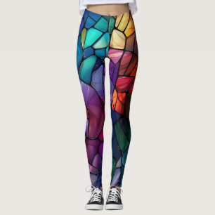 Colourful Stained Glass, Vivid, Flashy Leggings