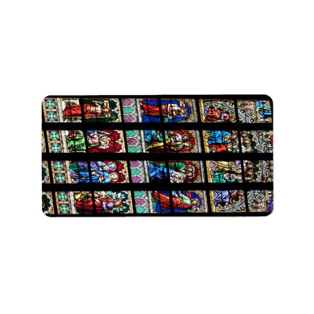 Colourful Stained Glass Window Label (Front)
