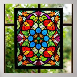 Colourful Stained Glass Window Poster