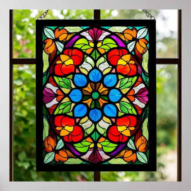 Colourful Stained Glass Window Poster (Front)