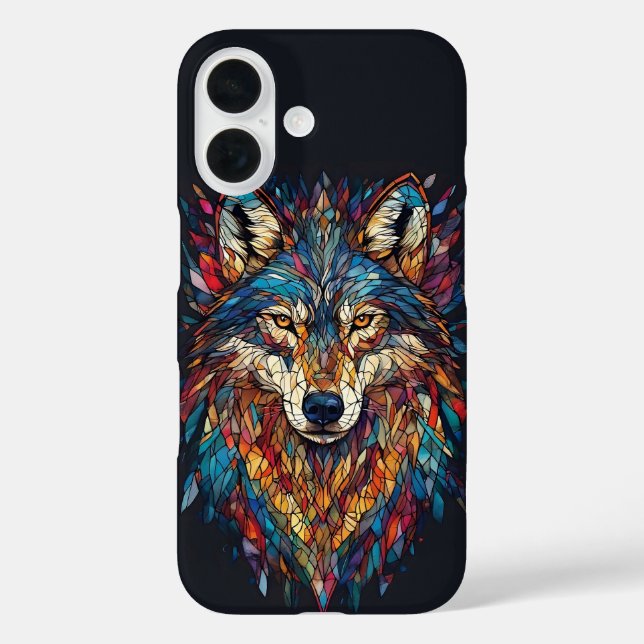 Colourful Stained Glass Wolf Head Case-Mate iPhone Case (Back)