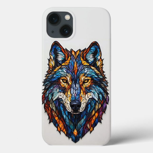 Colourful Stained Glass Wolf Head Case-Mate iPhone Case (Back)