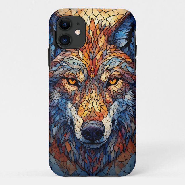 Colourful Stained Glass Wolf Head Case-Mate iPhone Case (Back)