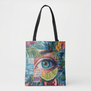 Colourful Stamps collage tote bag