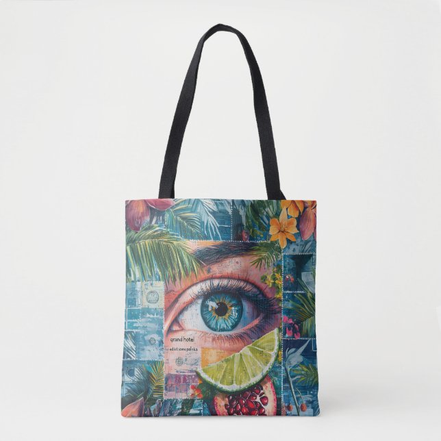 Colourful Stamps collage tote bag (Front)