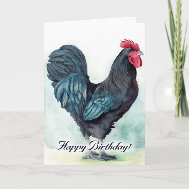 Colourful Standing Chicken Birthday card. Rooster. Card (Front)