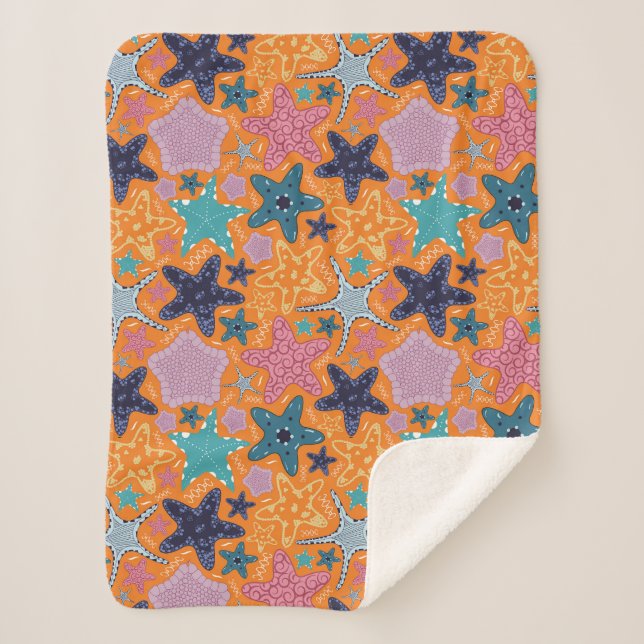 Colourful Star fishes Sherpa Blanket (Front)