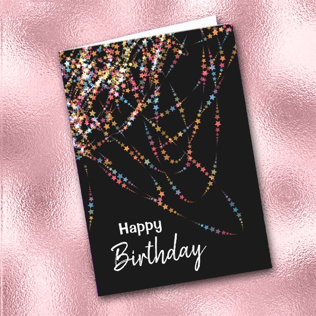 Colourful Star Lights Swirl Birthday Card (Creator Uploaded)