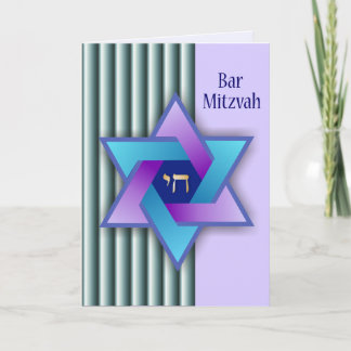 Colourful Star of David and Stripes Bar Mitzvah Card