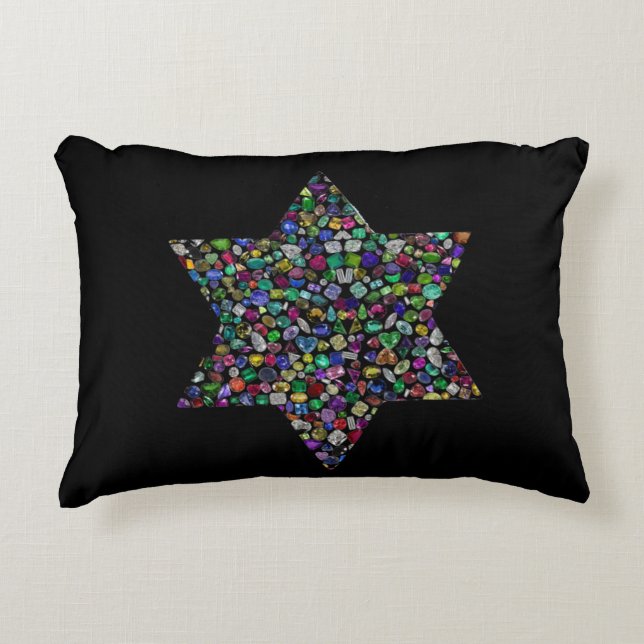 Colourful Star of David Decorative Cushion (Front)