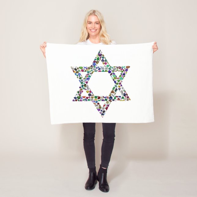 Colourful Star of David Fleece Blanket (In Situ)