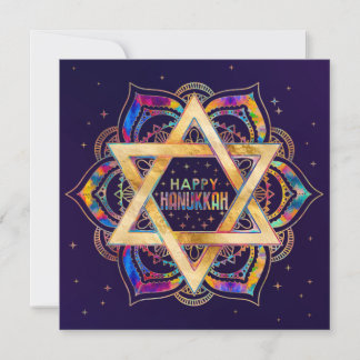 Colourful Star of David Mandala Happy Hanukkah  Card
