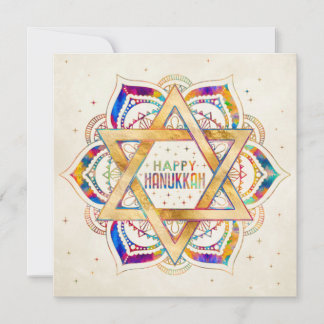 Colourful Star of David Mandala Happy Hanukkah  Card