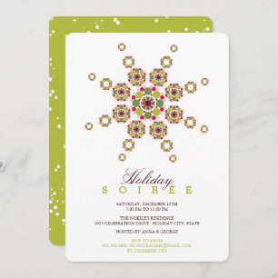 Colourful Star Ornament Modern Holiday Party Invit Invitation