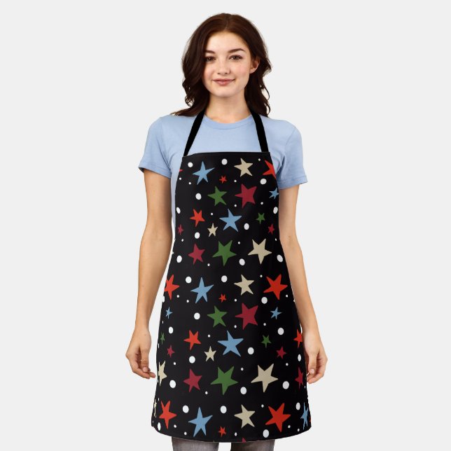 Colourful Star Pattern Apron (Worn)