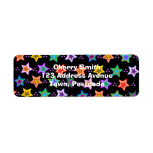 Colourful star pattern return address label