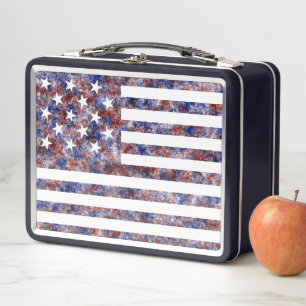 Colourful Star-Spangled Banner America Flag Metal Lunch Box