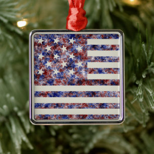 Colourful Star-Spangled Banner America Flag Metal Ornament