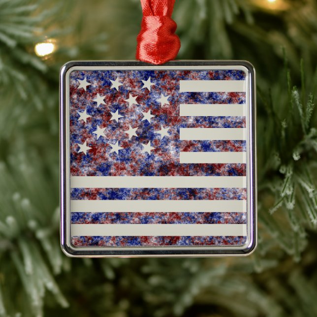 Colourful Star-Spangled Banner America Flag Metal Ornament (Tree)