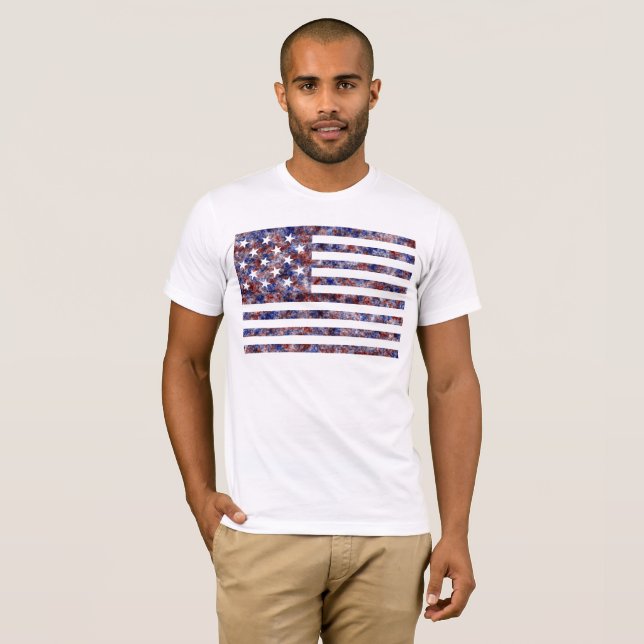 Colourful Star-Spangled Banner America Flag T-Shirt (Front Full)