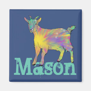 Colourful Starburst Art Goat Design Add Your Name Magnet