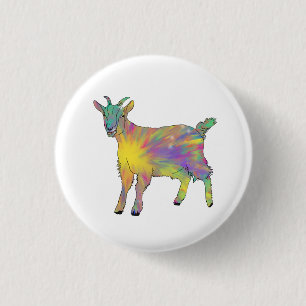 Colourful Starburst Art Goat Funny Animal design 3 Cm Round Badge