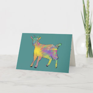 Colourful Starburst Art Goat Funny Animal design Card