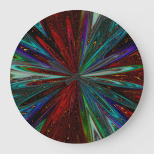 Colourful Starburst Design Large Clock