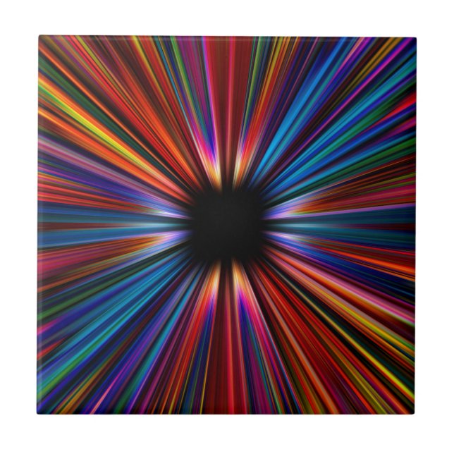 Colourful starburst explosion ceramic tile (Front)