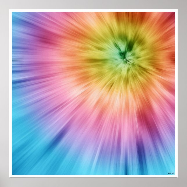 Colourful Starburst Tie Dye Poster (Front)