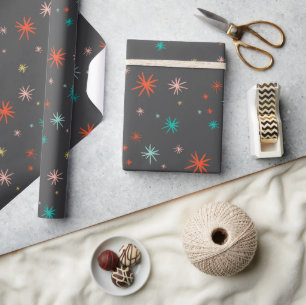 Colourful Starbursts Fireworks Mod New Year Holida Wrapping Paper