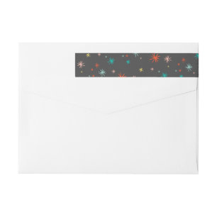 Colourful Starbursts Fun Pattern New Year Holiday Wrap Around Label