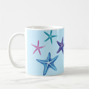 Colourful Starfish (Blue, Purple, Pink, Turquoise) Coffee Mug
