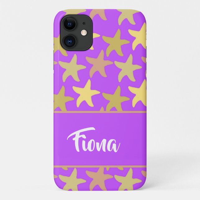 Colourful starfish on purple Case-Mate iPhone case (Back)