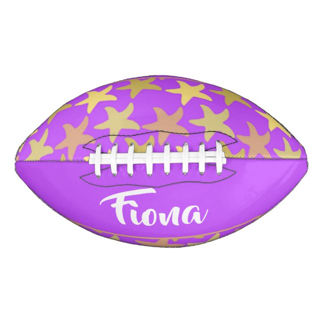 Colourful starfish on purple football (Front)