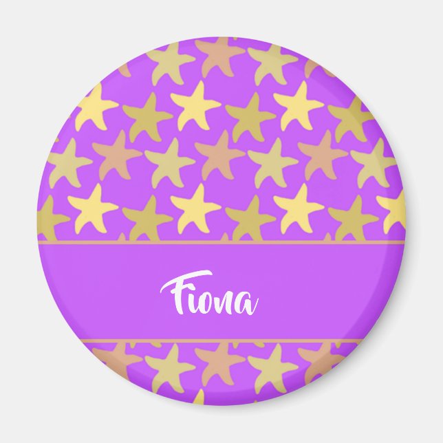 Colourful starfish on purple magnet (Front)