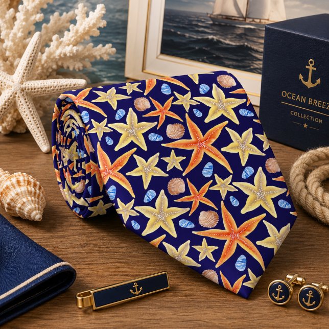 Colourful Starfish Seamless Pattern Tie (Creator Uploaded)
