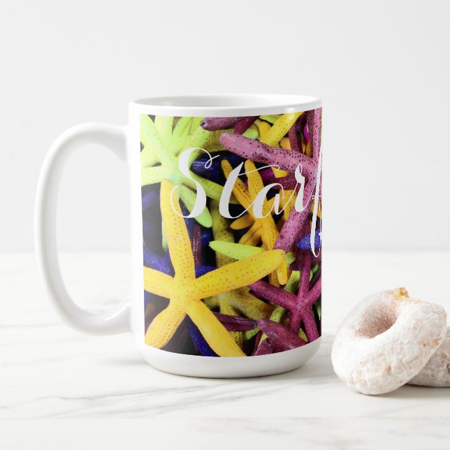 Colourful Starfish Wishes Coffee Mug (With Donut)