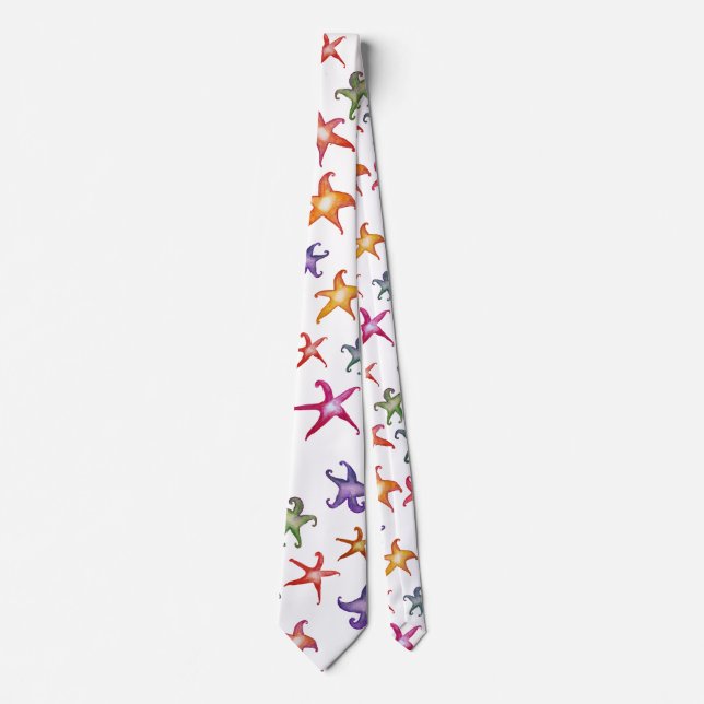 Colourful Starfishes, Sea stars Flowers Art Tie (Front)