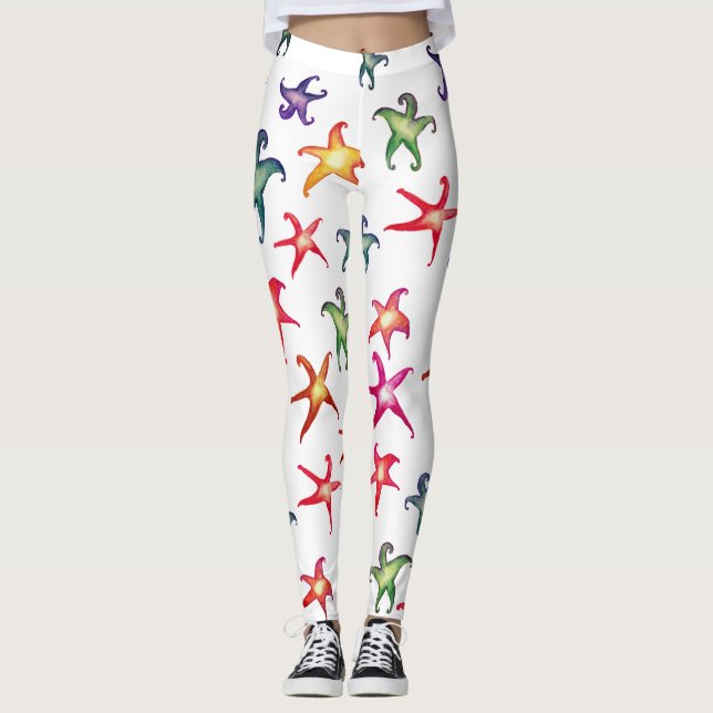 Colourful Starfishes, Sea stars Leggings (Front)
