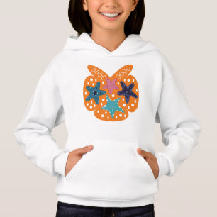  Colourful Starfishes with orange colour backgroun