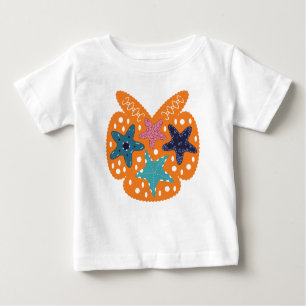 Colourful Starfishes with orange colour background Baby T-Shirt