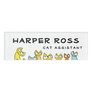Colourful Staring lot Cats Name Tag