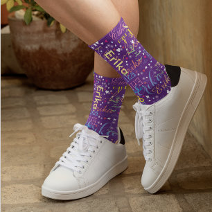 Colourful Starry Affection purple full of hearts Socks