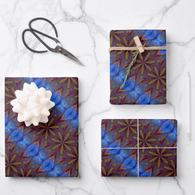 Colourful Stars Abstract Design Wrapping Paper Sheet (Front)